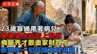 23歲寡婦帶著病兒，被婆婆拖到街上發賣，瘸腿秀才散盡家財買下，新婚夜一句話讓寡婦淚崩！| 民間故事 | 故事當舖