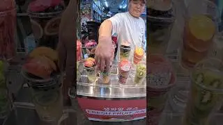 Colorful Fresh Fruit Juice Cups in Korea 🍓🥝🍊 | Street Food Experience #shorts #juice #foryou #feed