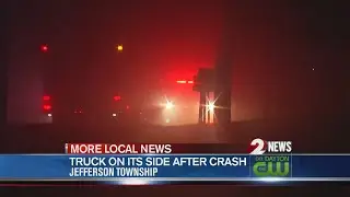 Truck on its side after Jefferson Twp. crash