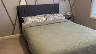 Daznzn Full Size Bed Frame with Headboard, Upholstered Platform Bed with Strong Wood Slats Review