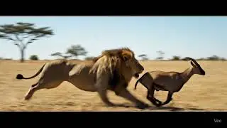 Oh! Luckily the ai Robot saves the deer from Lion's Attack. |@Arianai
