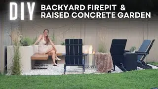 DIY Fire Pit Patio & Raised Concrete Garden Bed | Modern Backyard Landscaping
