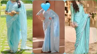 light blue saree l light blue saree designs