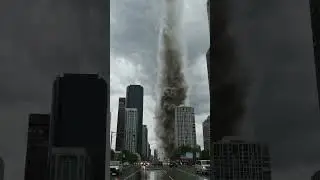 A scary tsunami and tornado in the city #tsunami  #nature  #shortvideo #scary