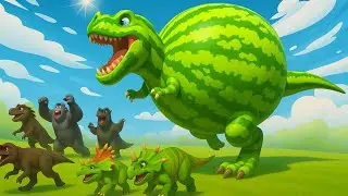 🐱&zwj;🐉🦍Watermelon T-Rex attacks Dinosaurs Gorilla Godzilla in the Most Epic Wildlife Adventure!
