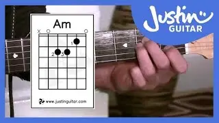Аккорд ля минор, уроки игры на гитаре для начинающих, этап 2 (урок игры на гитаре BC-121)