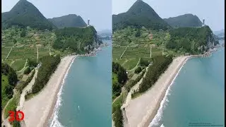 Drone 3D, 4K, Namyeol beach, Goheung, 3D SBS VR Stereogram Magic eye, 전남 고흥 남열해수욕장 매직아이