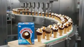 Как производится массовое производство замороженных десертных рожков Drumstick | Foody Process