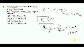 An electromagnetic wave has electric filed componentE, = (63 V/m) sin(ot-kx) The corresponding mag: