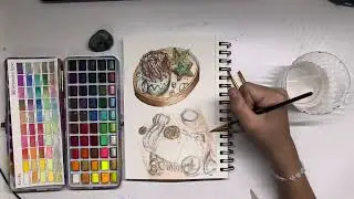 Watercolor Winter Holiday/Christmas Sketchbook Spread