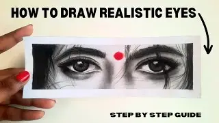 How to Draw Beautiful Eyes with Red bindi | Step-by-step tutorial for beginners | #realistic #eyes