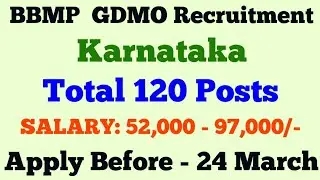 BBMP Recruitment 2021 | Karnataka Govt Job Vacancy 2021 |BBMP GDMO Recruitment 2021@StateZob1987