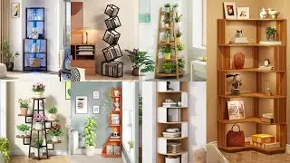 Modern Wooden Corner Shelf Design Idea 2025/New Wooden Wall Racks Decoration For Living Room/Bedroom