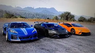 FH5 drag race Corvette C8 e-ray Vs Lamborghini Huracan STO Vs Lamborghini Huracan Performante