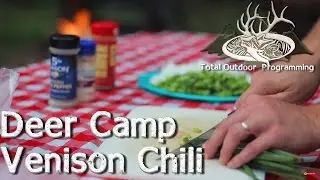 Venison Chili in a cook stove over the campfire at deer camp!