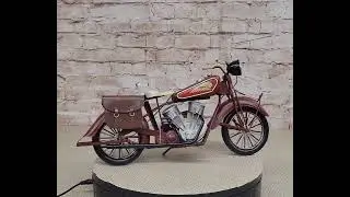 Handmade Indian Motorcycle 1:8 Tinplate Antique Style Metal Model Superb Artwork JL20M1162RS