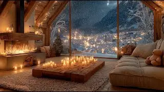 🔥 Cozy Winter Fireplace 24/7 | 🏔️ Cozy A-Frame Cabin | Relaxing Crackling Fire Ambience
