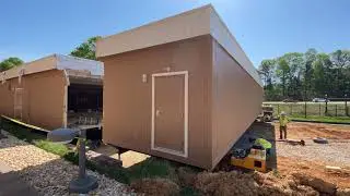 Modular Building Setup with Translift and Helical Pile Foundation