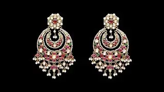 Latest Emarald Stone Pearl Chandbali Earrings Designs || diamond ruby chandbali earrings