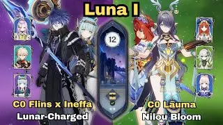 C0 Flins x Ineffa Lunar-Charged & C0 Lauma Nilou Bloom | Luna I Spiral Abyss | Genshin Impact