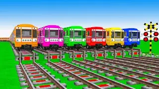 【踏切アニメ】あぶない電車【カンカン】電車 3 Trains Climbing Pynamid 2025🚍 Fumikiri 3D Railroad Crossing Animation #1