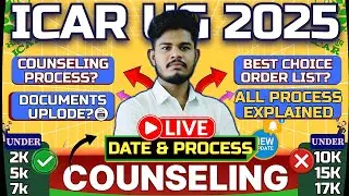 ICAR UG 2025 Counselling Date & Process🚨I PCB Vs ABC CUT OFF Analysis | Documents  Full Details 🔥|