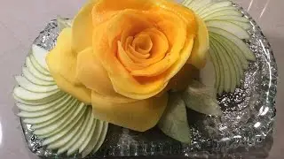 Arte en fruta. Como hacer una rosa con un mango