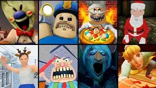 Granny 2 Vs Barry's Prison Run Vs Rod Sullivan Vs Spider Mom Vs Horror Tale 1 Vs Mini Santa 