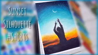 Sunset silhouette oil pastel tutorial #Shorts