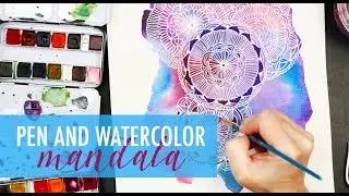 watercolor and pen mandala