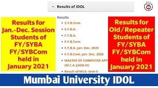 FYBA/SYBA/FYBCOM/SYBCOM Results Declared for January 2021 | Mumbai University IDOL | Ashish Sir