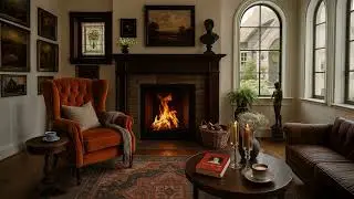 Cozy Living Room Fireplace Ambience | Warm Fire, Candlelight & Timeless Comfort ✨