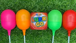New Glitter Rainbow Lollipop Candy I Cutting| ASMR | Satisfying Video| Kinder 🏀| Ludo Go| Kids Toys