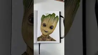ASMR Drawing Groot #sketchbook #asmrart