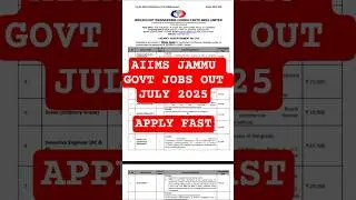 AIIMS JAMMU GOVT JOBS OUT 2025 #employmentnews #govtjobs #jobnews #jobsearch #applynow #sarkariexam