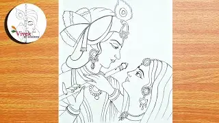 Radhakrishna Drawing Tutorial | Easy Lord Radhakrishna Drawing for Beginners | Vivek Art Academy