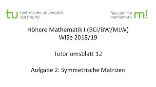 Symmetrische Matrizen -- TU Dortmund, H&ouml;here Mathematik I (BCI/BW/MLW), WS2018/19 (TB12 A2)