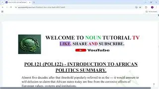 POL121 POL122 INTRODUCTION TO AFRICAN POLITICS SUMMARY.
