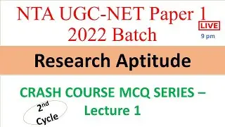 CRASH COURSE MCQ's Series 2-   Research Aptitude  - UGC NTA Paper 1 2022- Dr Triptii