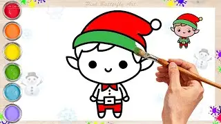 Christmas Elf #easydrawings #coloring  #pinkbutterflyart #howtodraw #drawingforkids #christmas