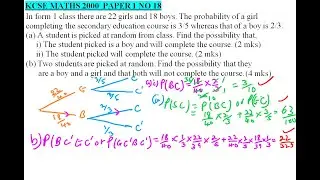 2000  KCSE MATHS PAPER 1 NO 18 ON PROBABILITY