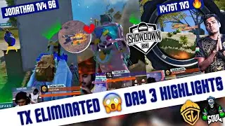 BGMI Showdown Lan TX Eliminated | Jonathan 1v4 BMSD Day 3 Highlights