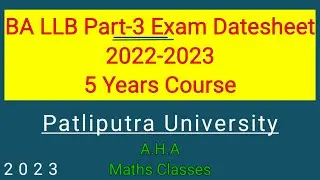 PPU : BA LLB Part 3 Exam Datesheet 2022-2023 | 5yrs Course