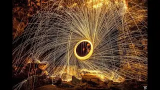 Fire Spinning with Steel Wool (slowmotion)