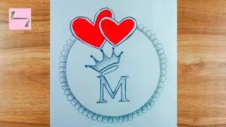 How to draw a M letter circle drawin ||letter M circle drawin easy pencil sketch for beginners