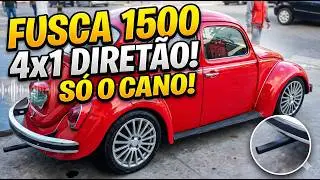 Escapamento 4x1 ponta preta diret&atilde;o sem abafador jatserve Fusca vermelho 1500