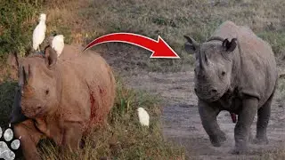 This is the only animal that can do this to a black rhino