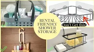 9 Rental Friendly shower storage ideas *No Sticky Adhesives* ✅