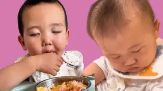 Sleeping Baby Eats Food in CRAZY Video?baby sleeping while eating video#funnyvideos