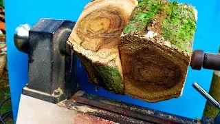 Woodturning projects for beginner - turn ugly Wood into beautiful bowl 